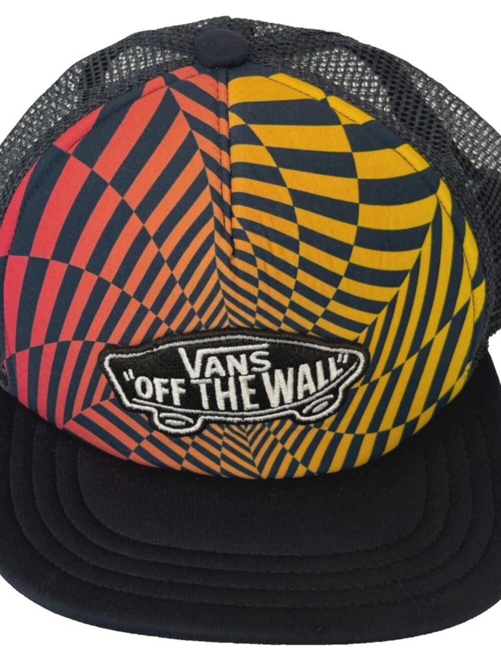 VANS OFF THE WALL SNAPBACK CAP TRUCKER HAT WAVY CHECKERBOARD FOAM MESH MENS